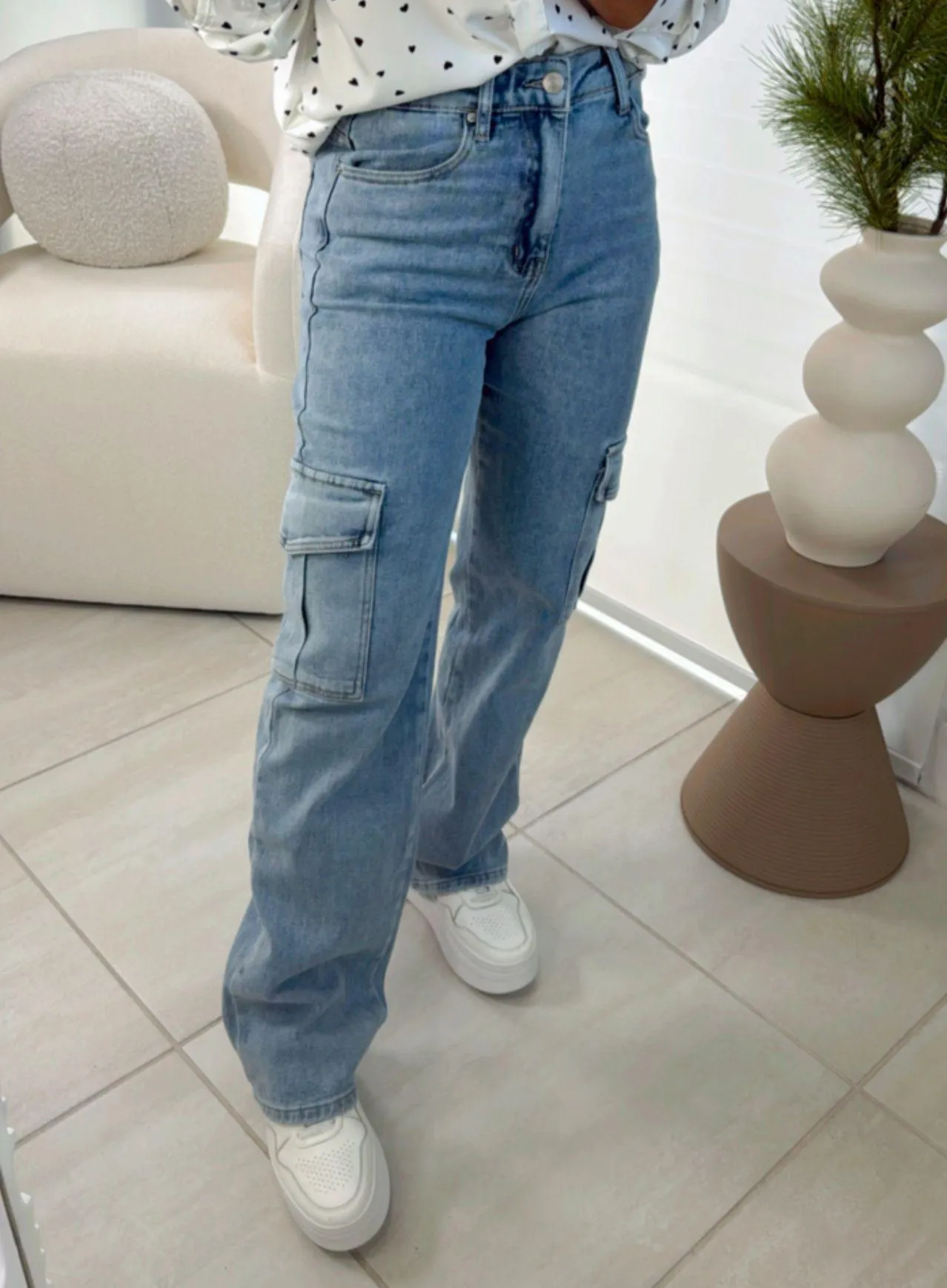 4024 Cargo stretch denim pants