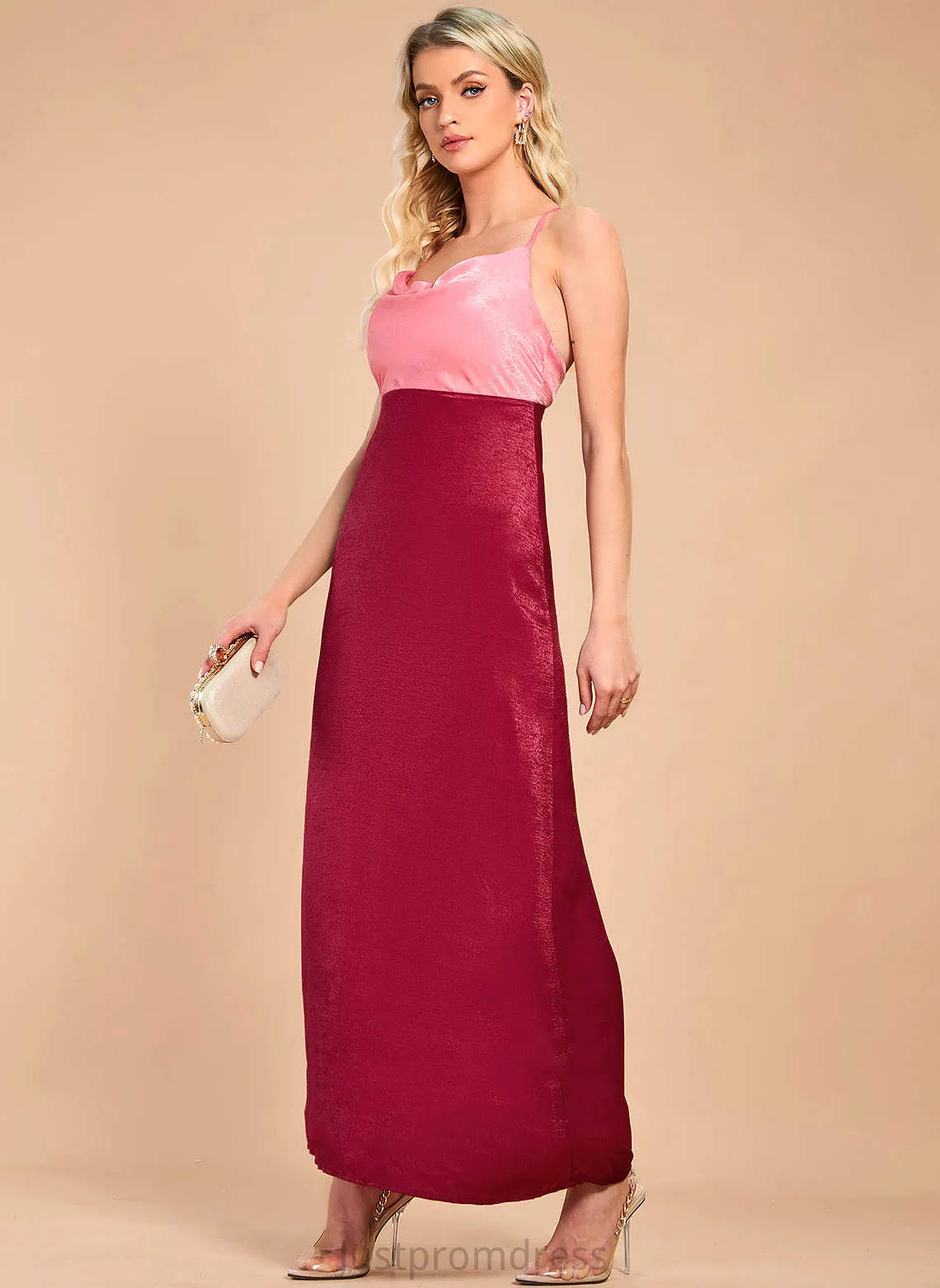 A-line Giselle Dresses Satin Sleeveless Club Dresses Elegant Midi V-Neck