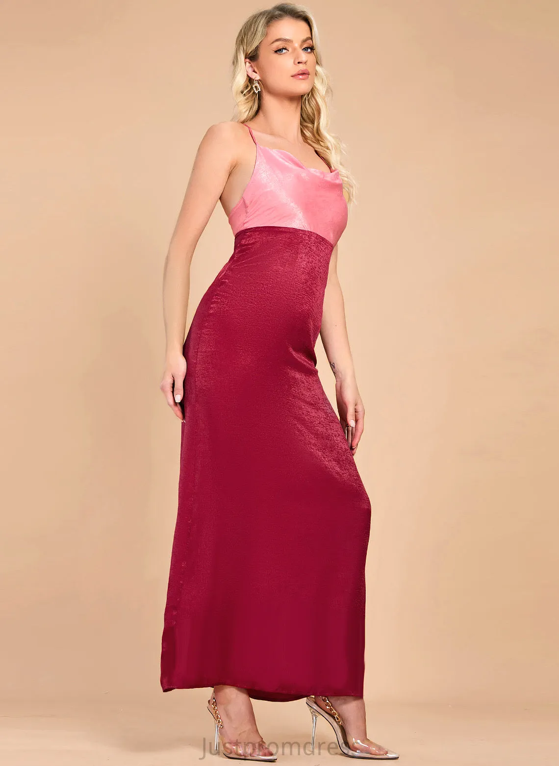 A-line Giselle Dresses Satin Sleeveless Club Dresses Elegant Midi V-Neck