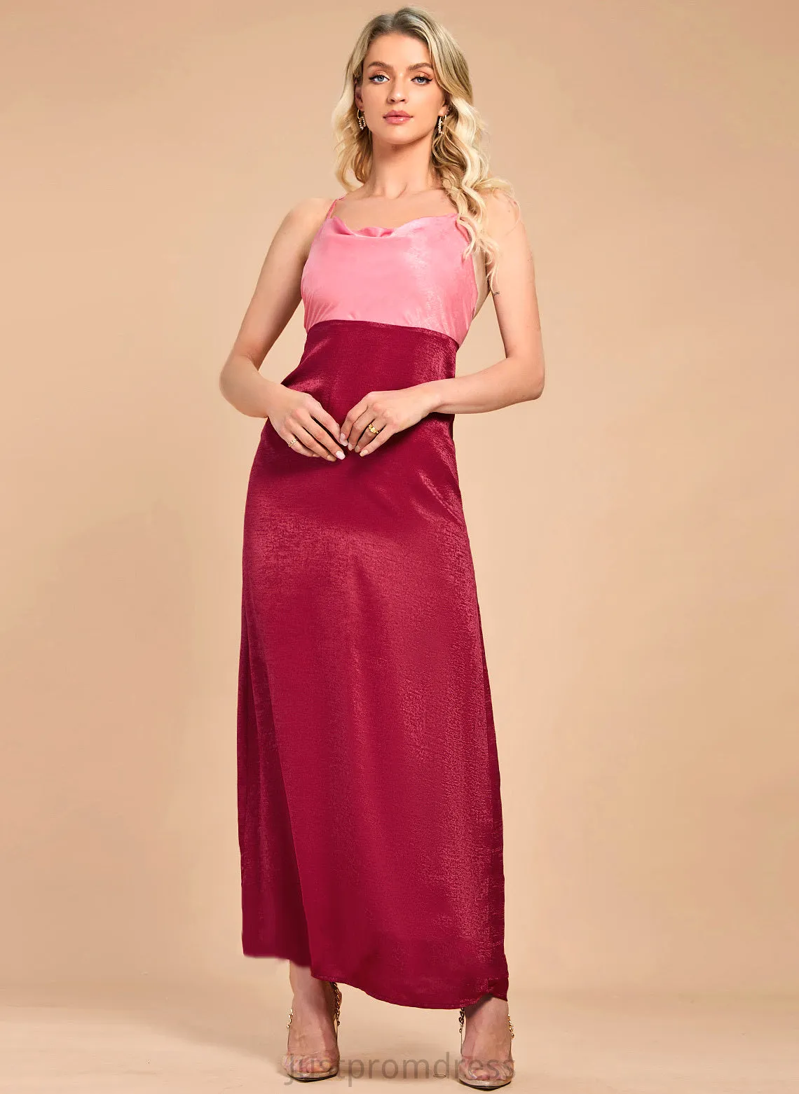 A-line Giselle Dresses Satin Sleeveless Club Dresses Elegant Midi V-Neck