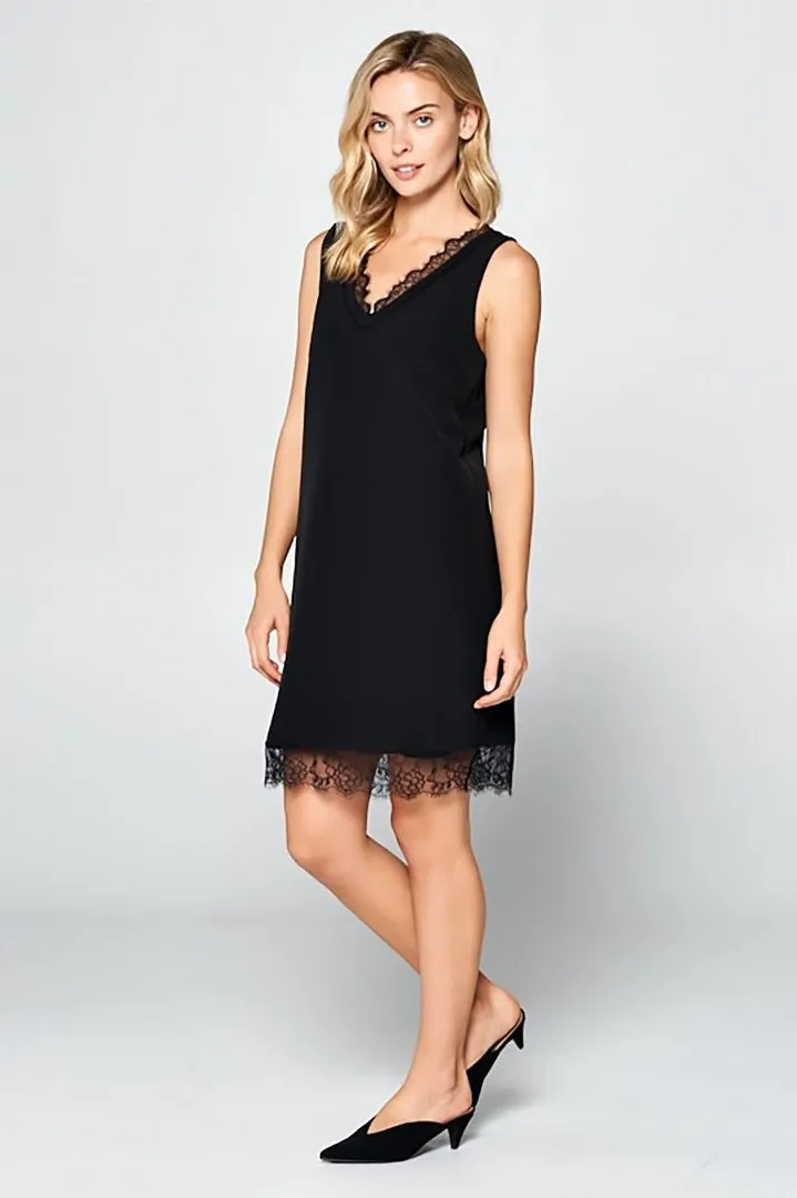 Angie Sleeveless Mid Length Dress With Lace Detail