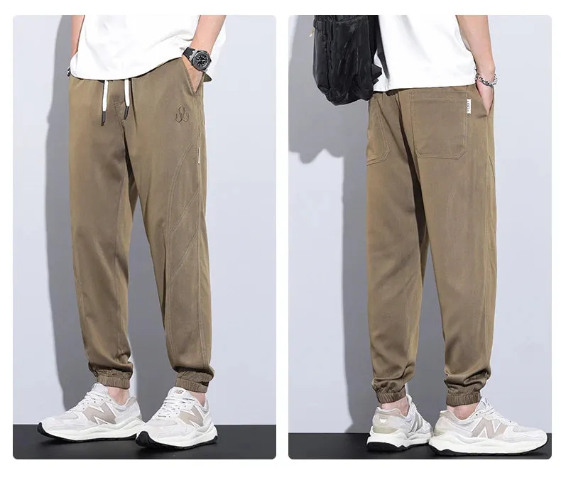 Baggy Casual Pants Solid Color Drawstring Elastic Waist Cargo Pant Simples