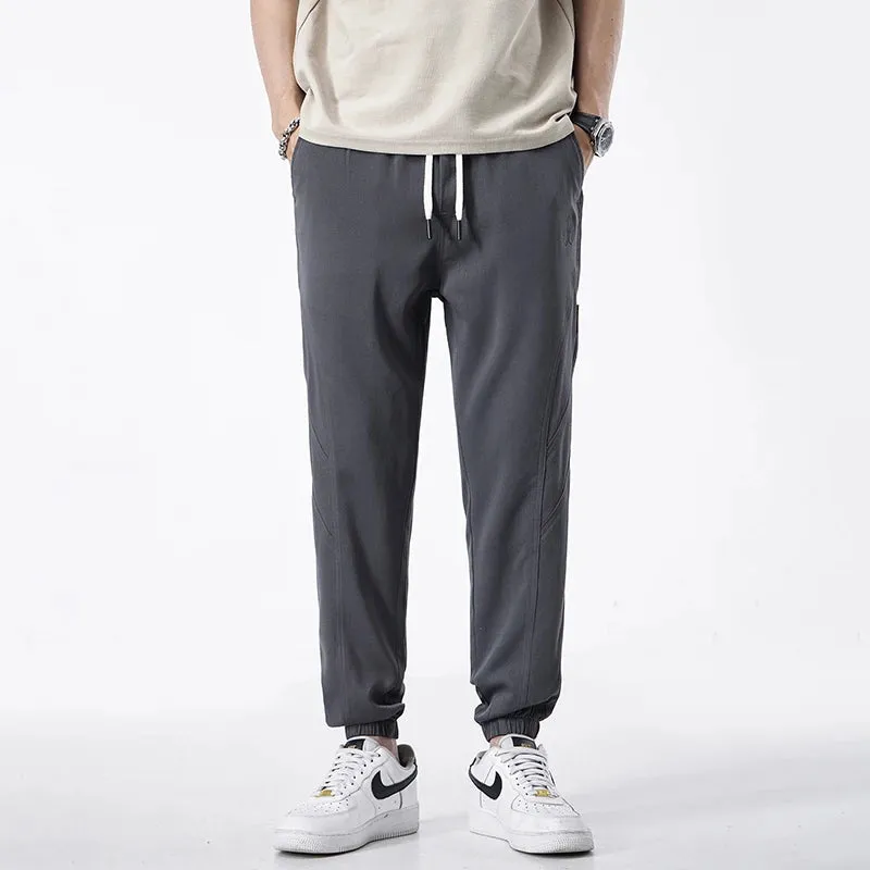 Baggy Casual Pants Solid Color Drawstring Elastic Waist Cargo Pant Simples