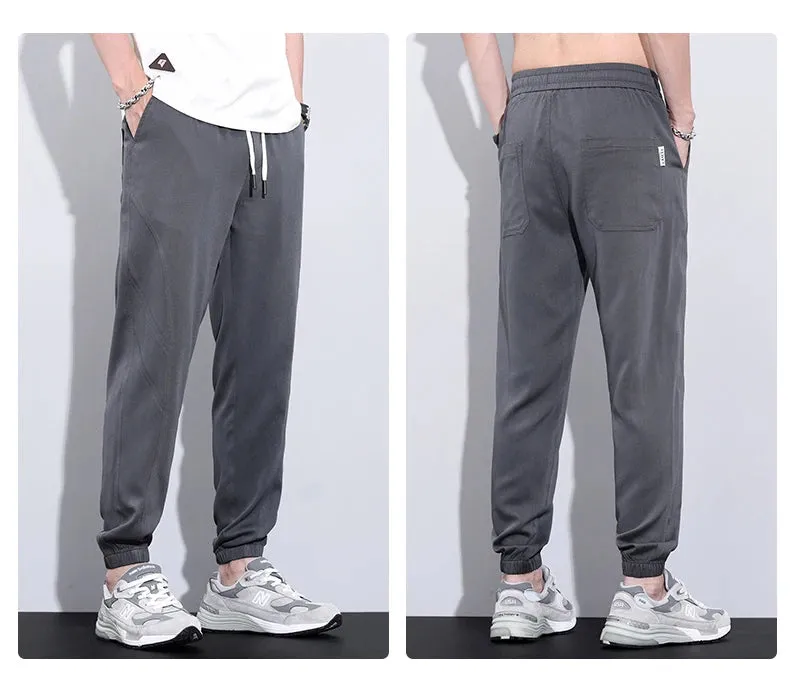 Baggy Casual Pants Solid Color Drawstring Elastic Waist Cargo Pant Simples