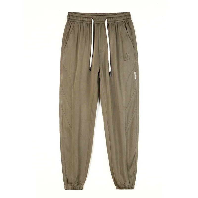 Baggy Casual Pants Solid Color Drawstring Elastic Waist Cargo Pant Simples