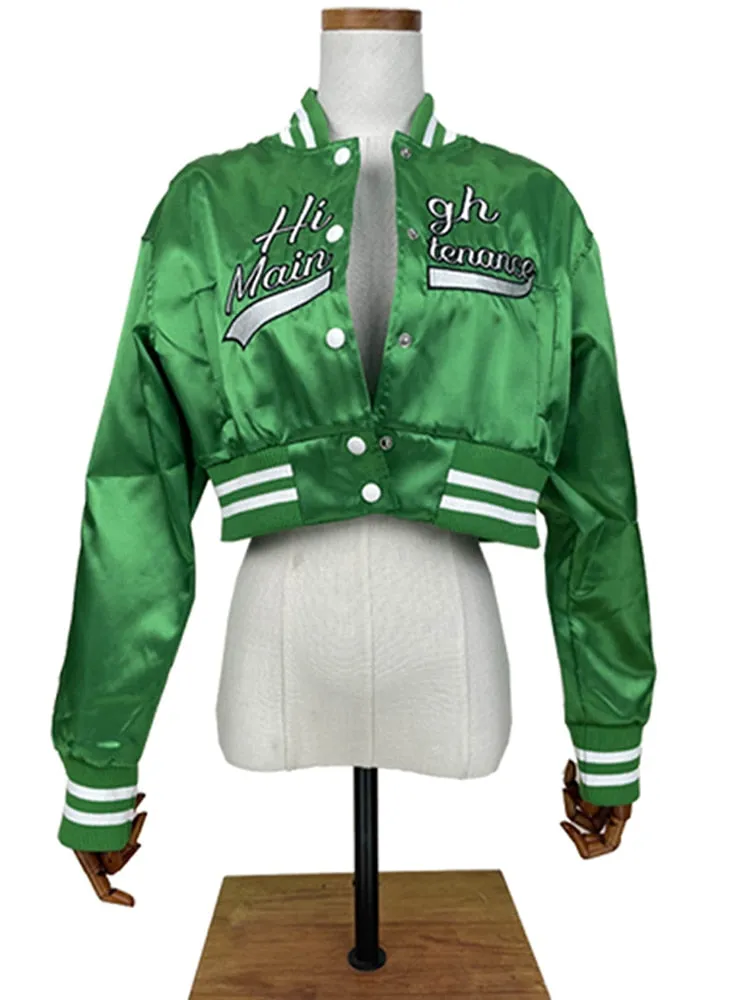 Baseball  Cropped Bomber Wear Oversize Letterman Jackets