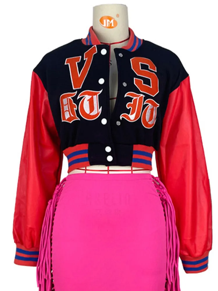 Baseball  Cropped Bomber Wear Oversize Letterman Jackets