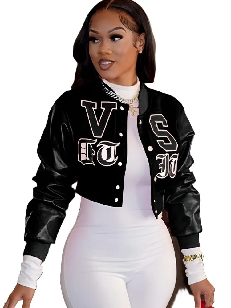 Baseball  Cropped Bomber Wear Oversize Letterman Jackets