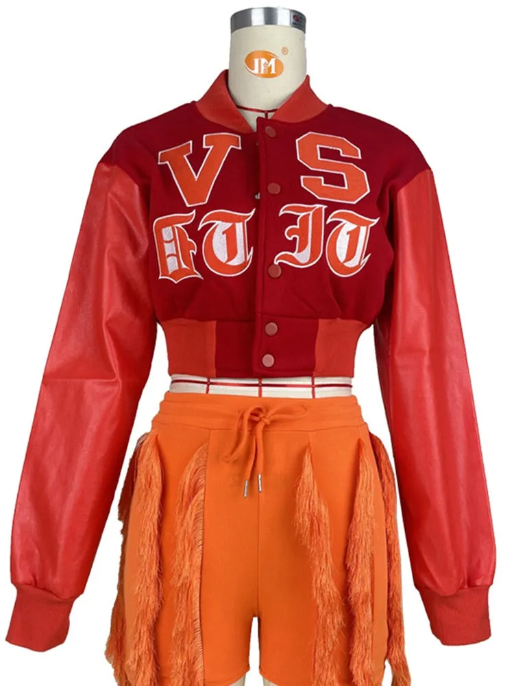 Baseball  Cropped Bomber Wear Oversize Letterman Jackets