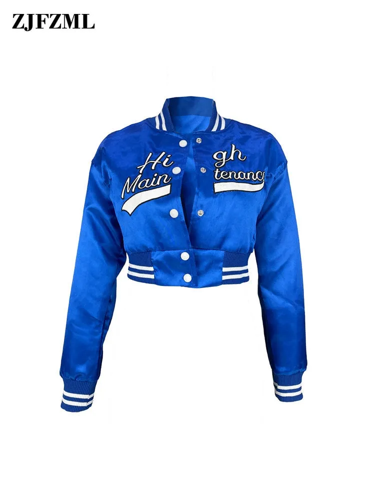 Baseball  Cropped Bomber Wear Oversize Letterman Jackets