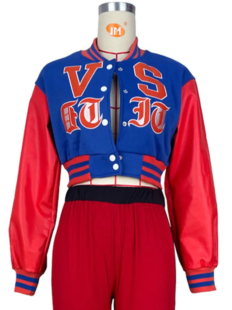 Baseball  Cropped Bomber Wear Oversize Letterman Jackets