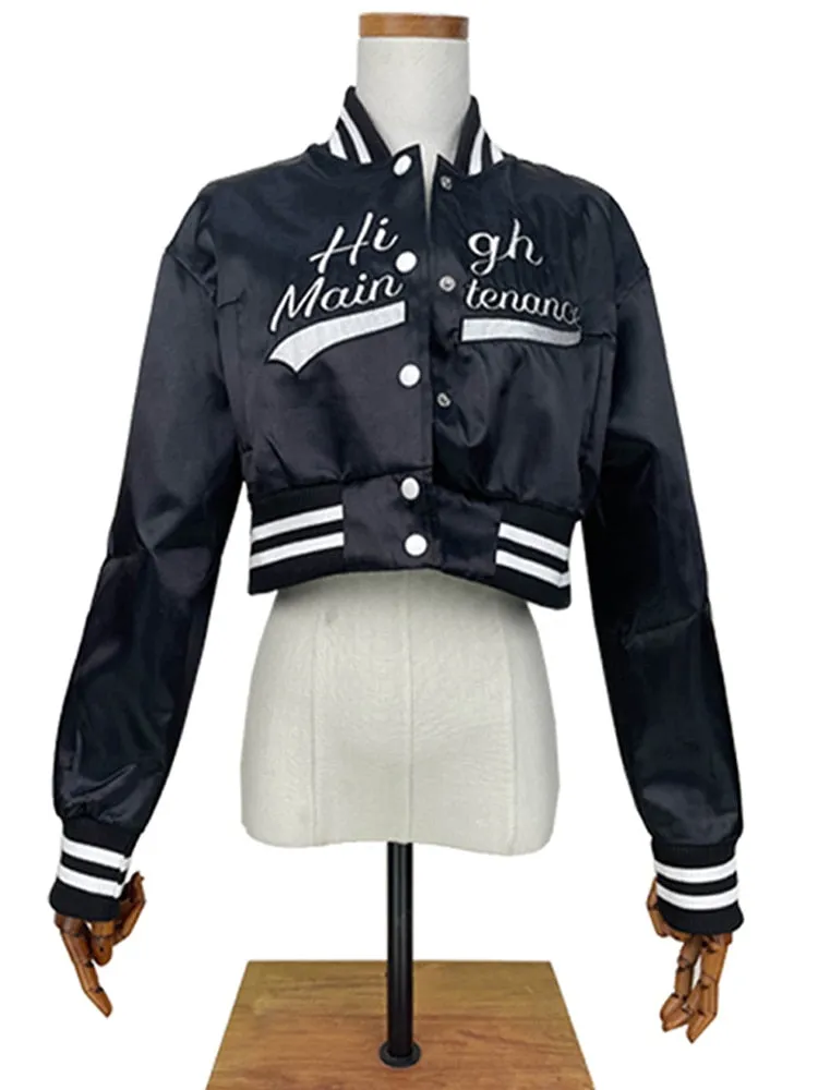 Baseball  Cropped Bomber Wear Oversize Letterman Jackets