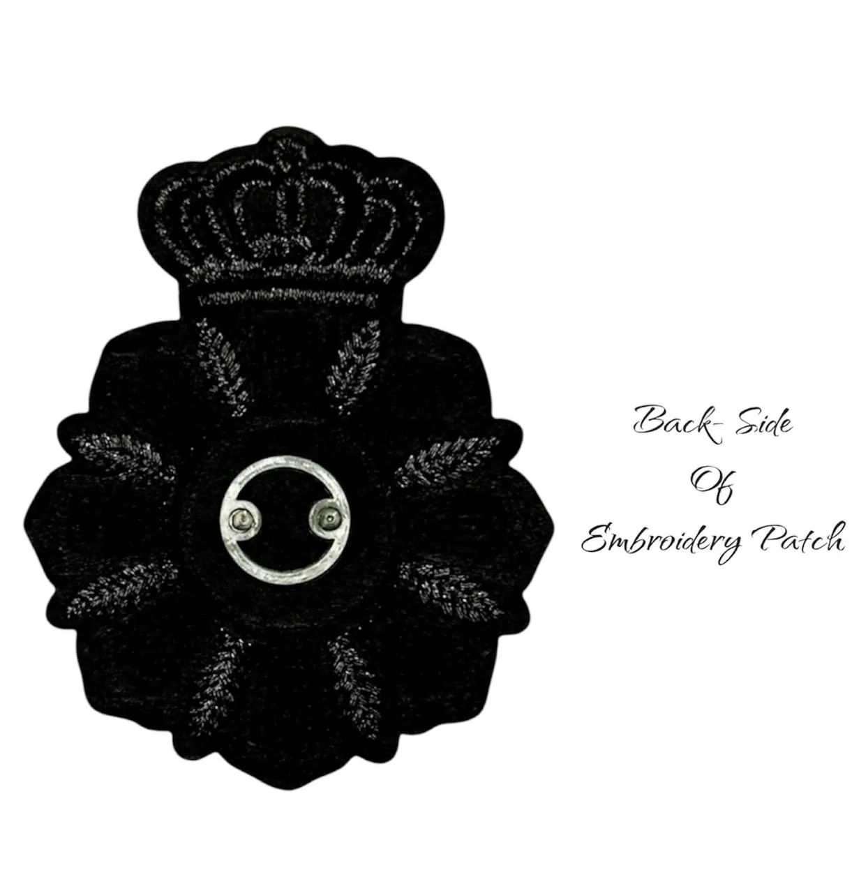 Black & Peach Designer Crown Bee Embroidery Patch