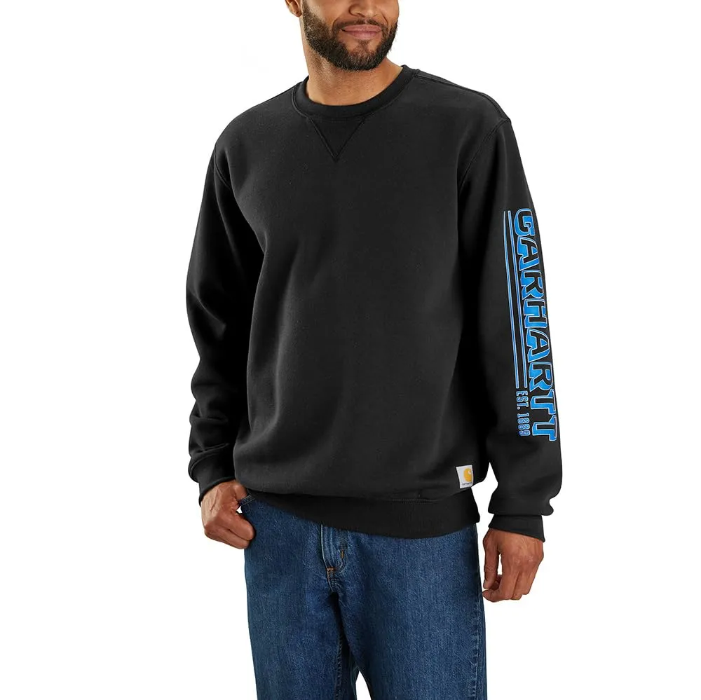 Carhartt 105941 Men's Loose Fit Midweight Crewneck Logo Sleeve Graphic Sweatshirt