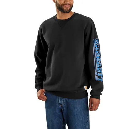 Carhartt 105941 Men's Loose Fit Midweight Crewneck Logo Sleeve Graphic Sweatshirt