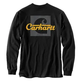 Carhartt 106040 Men's Loose Fit Heavyweight Long-Sleeve Pocket Script Graphic T - Medium Regular - Black