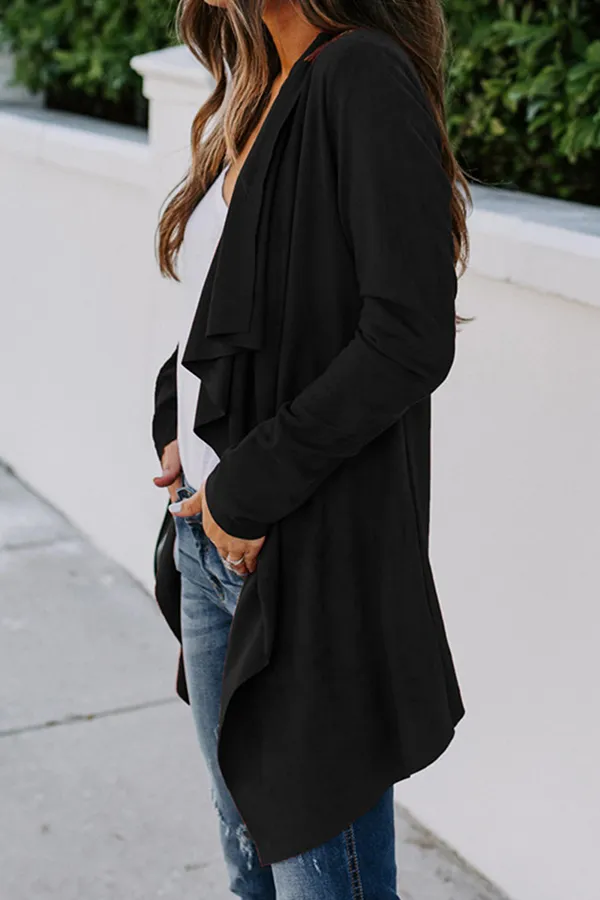 Casual Solid Asymmetrical Turndown Collar Outerwear