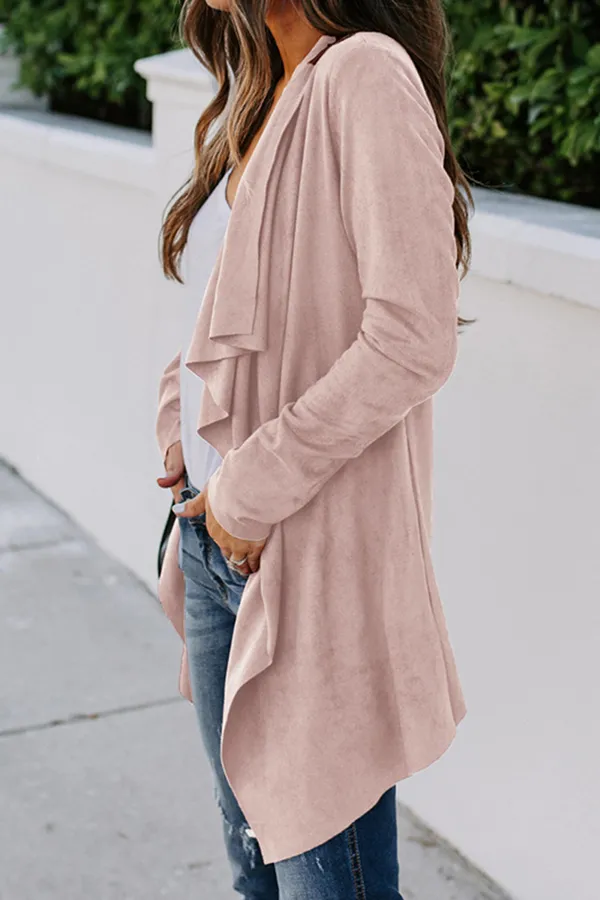 Casual Solid Asymmetrical Turndown Collar Outerwear