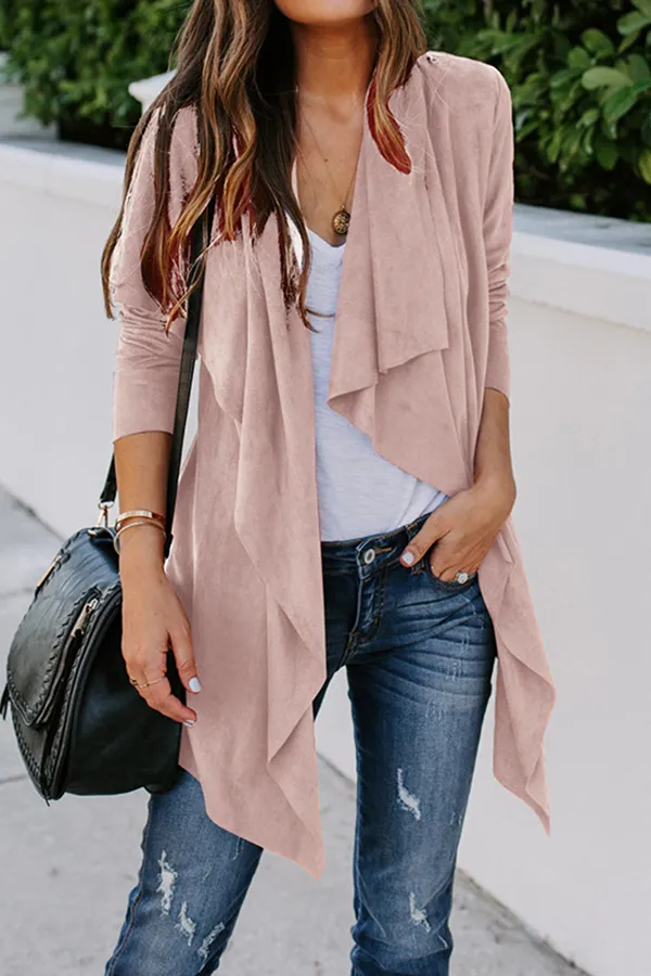 Casual Solid Asymmetrical Turndown Collar Outerwear