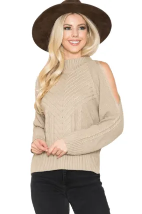 Cold Shoulder Cable Knit Sweater