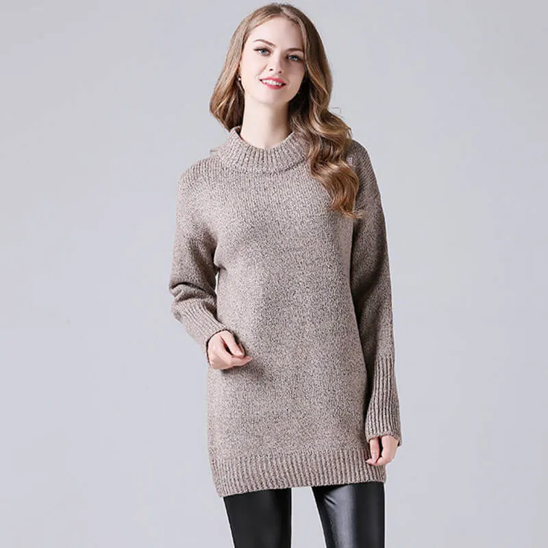 Crewneck Pullover Long Sleeved Sweater Dress