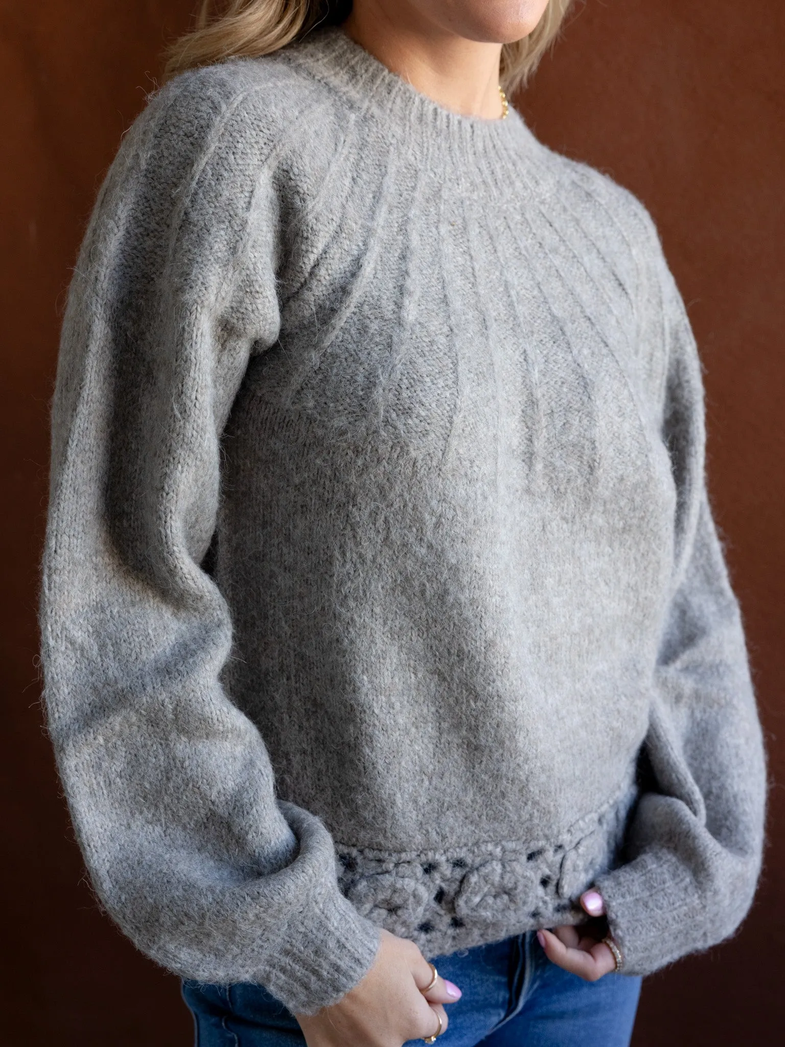 Crochet Hem Sweater