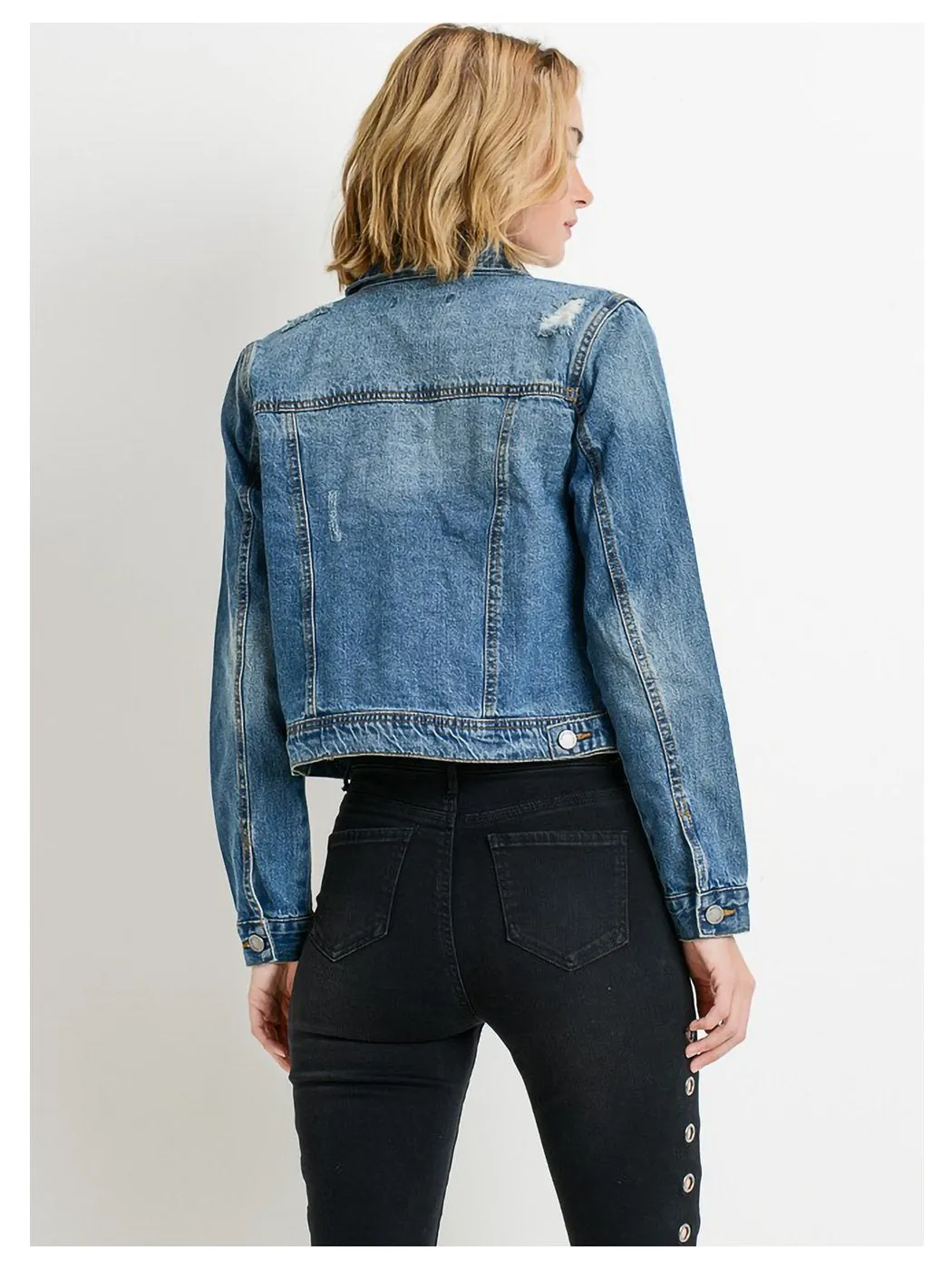 Distressed Crop Denim Jacket