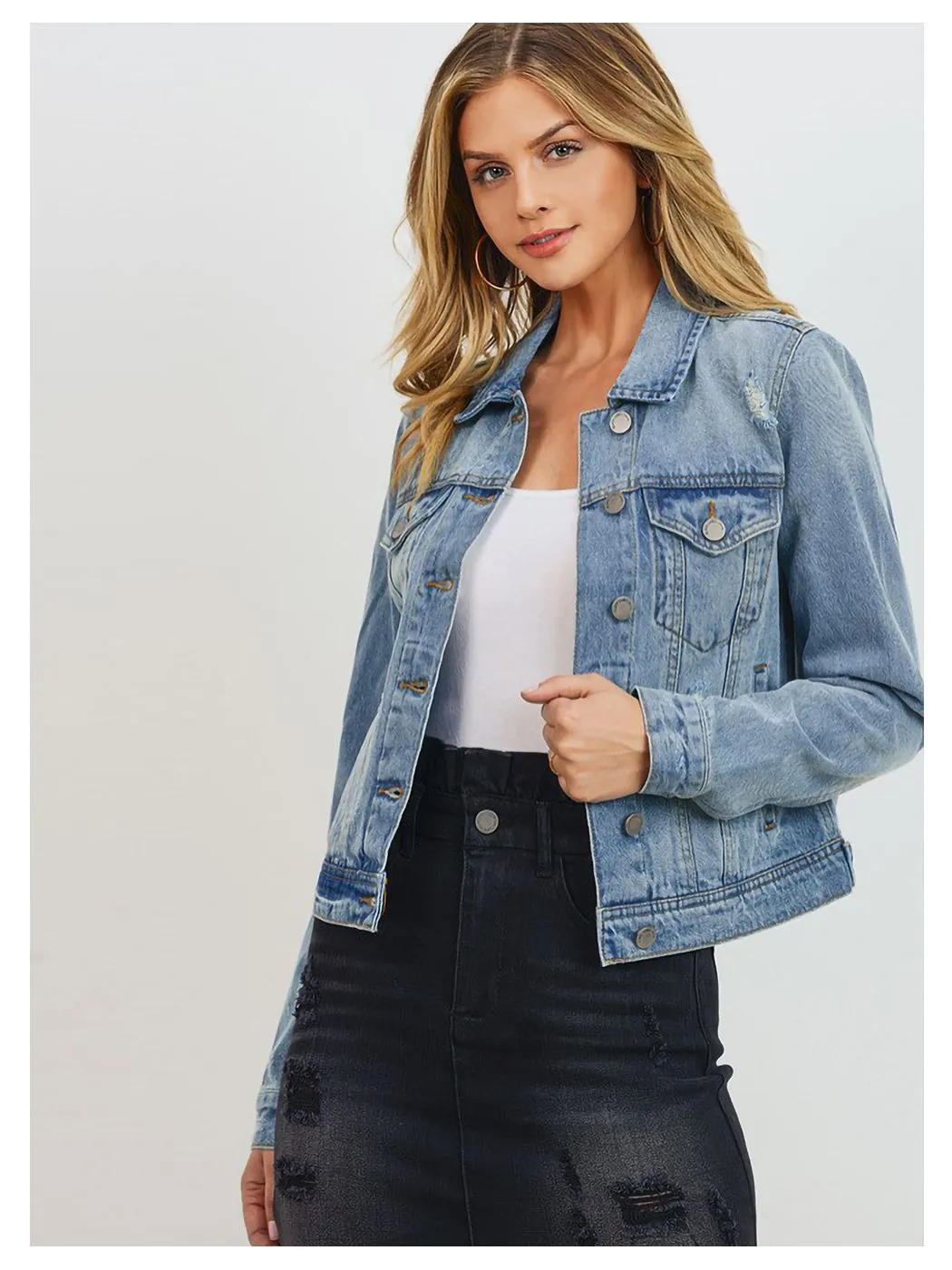 Distressed Crop Denim Jacket