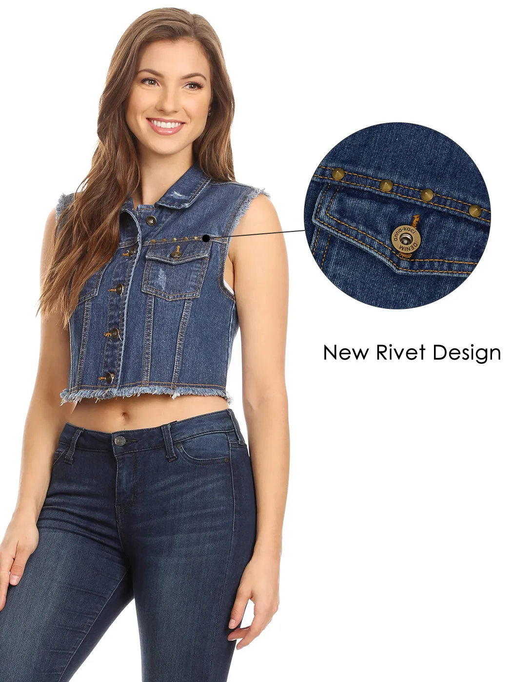 Frayed Denim Cropped Vest