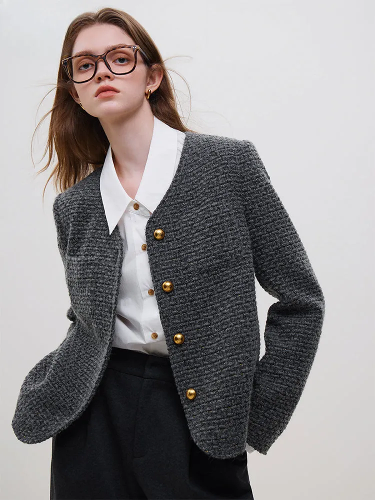 French Style Fragrance Wool Tweed Casual Autumn Winter Coats