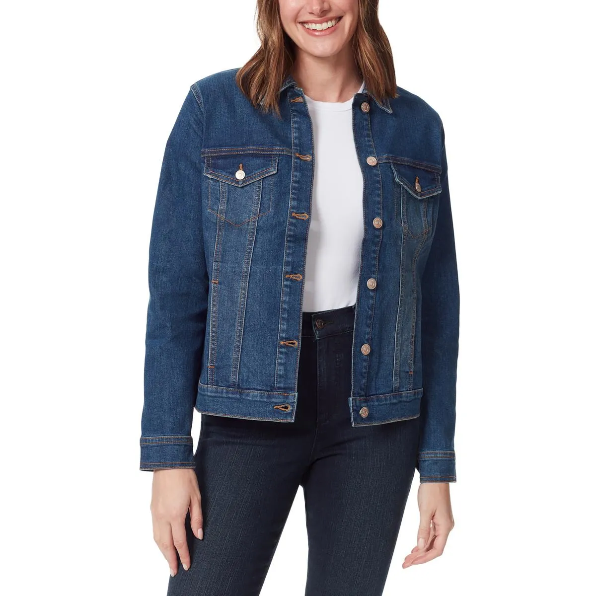 Gloria Vanderbilt Womens Solid Outerwear Denim Jacket