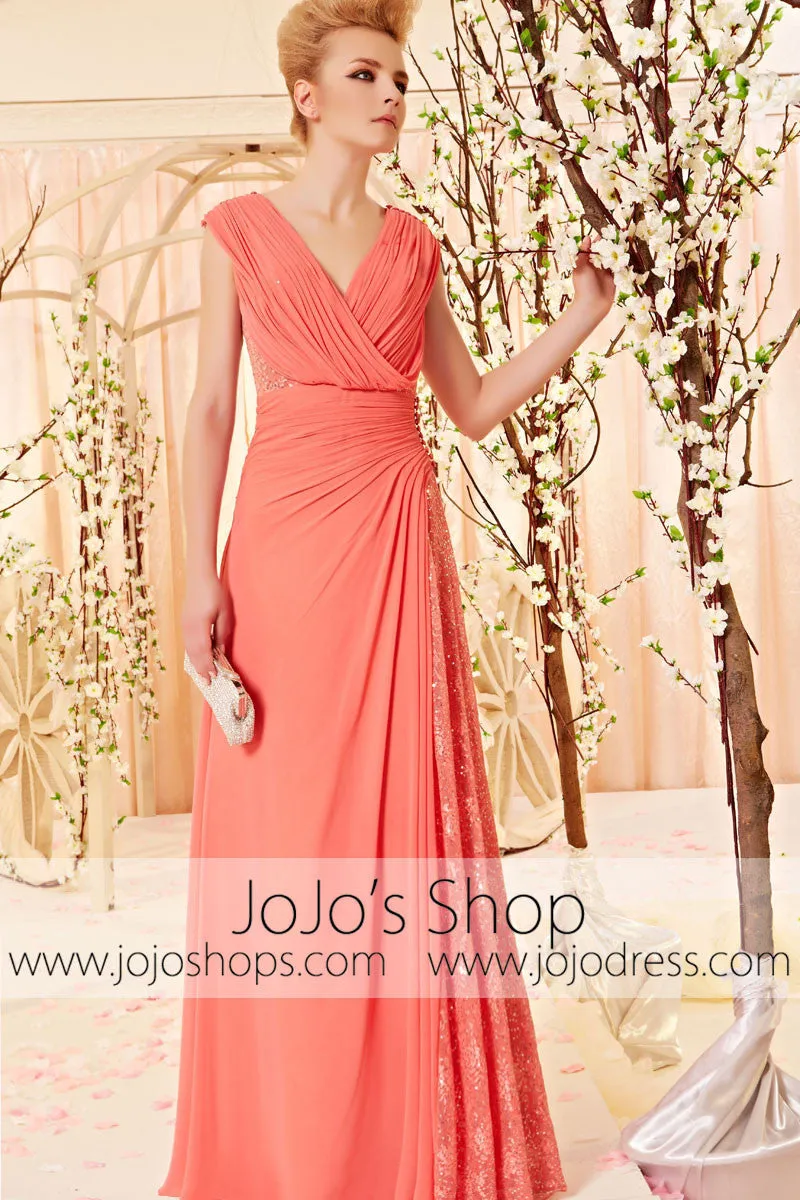 Grecian Red V Neck Evening Gown | CX830280