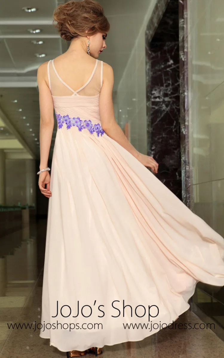 Grecian V Neck Blush Pink Slim Chiffon Formal Prom Evening Cocktail Dress DQ830898