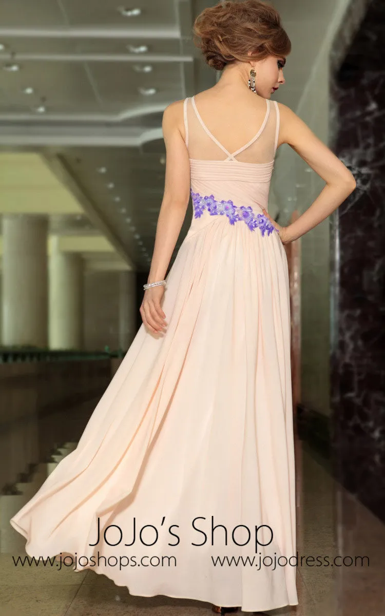 Grecian V Neck Blush Pink Slim Chiffon Formal Prom Evening Cocktail Dress DQ830898