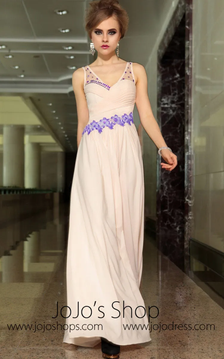 Grecian V Neck Blush Pink Slim Chiffon Formal Prom Evening Cocktail Dress DQ830898