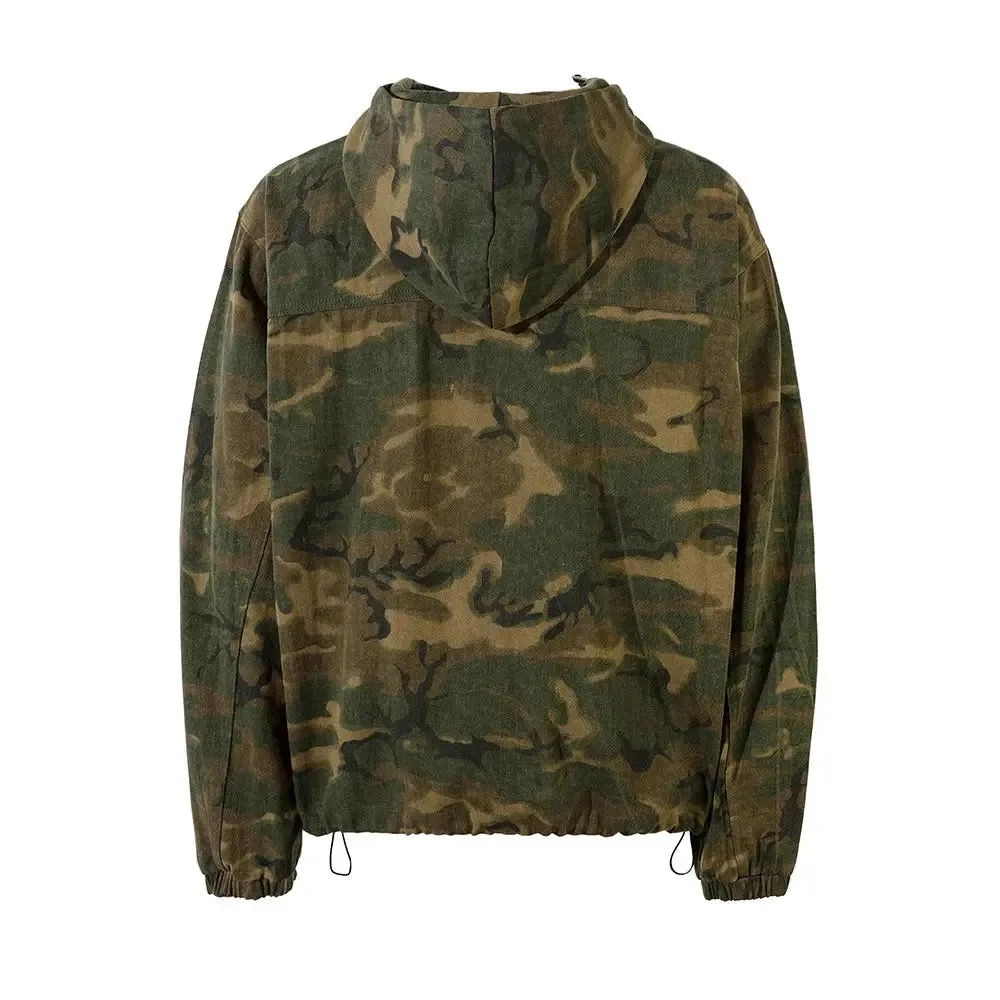 Grunge Hooded Camouflage Windbreaker Jacket