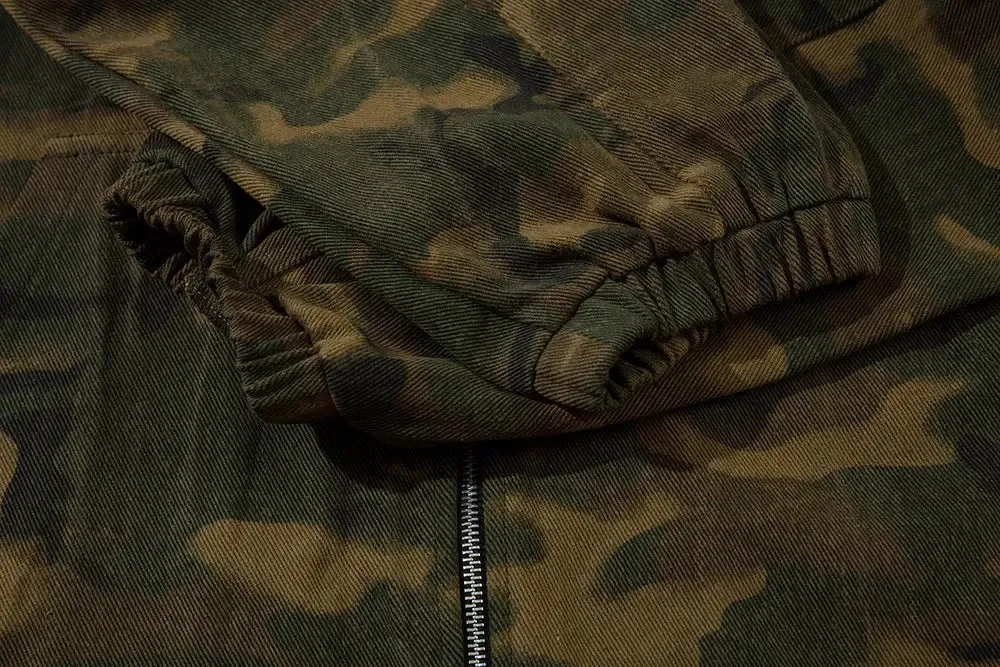 Grunge Hooded Camouflage Windbreaker Jacket