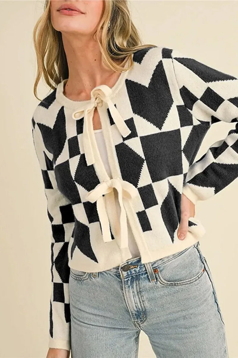 HWT1056 Geometric Charm Cardigan