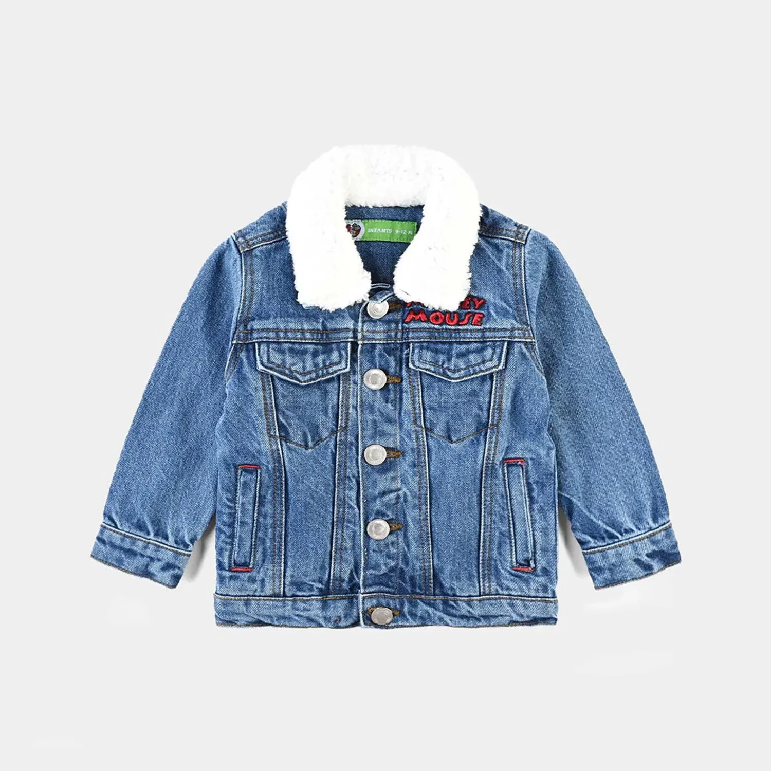 Infant Boys Denim rigid Woven Jacket-Mid Blue