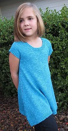 Knitting Pure & Simple Girls Top Down Trapeze Tunic Pattern