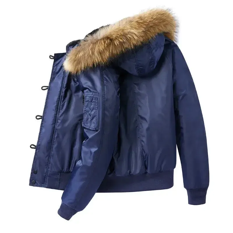 Military Fur Hooded Tactical Bomber Jacket