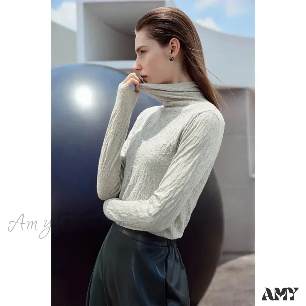 Minimalist 2024 Autumn Winter Slim Warm Solid Long Sleeve Simple Stylish Chic Comfortable Cozy Sweater