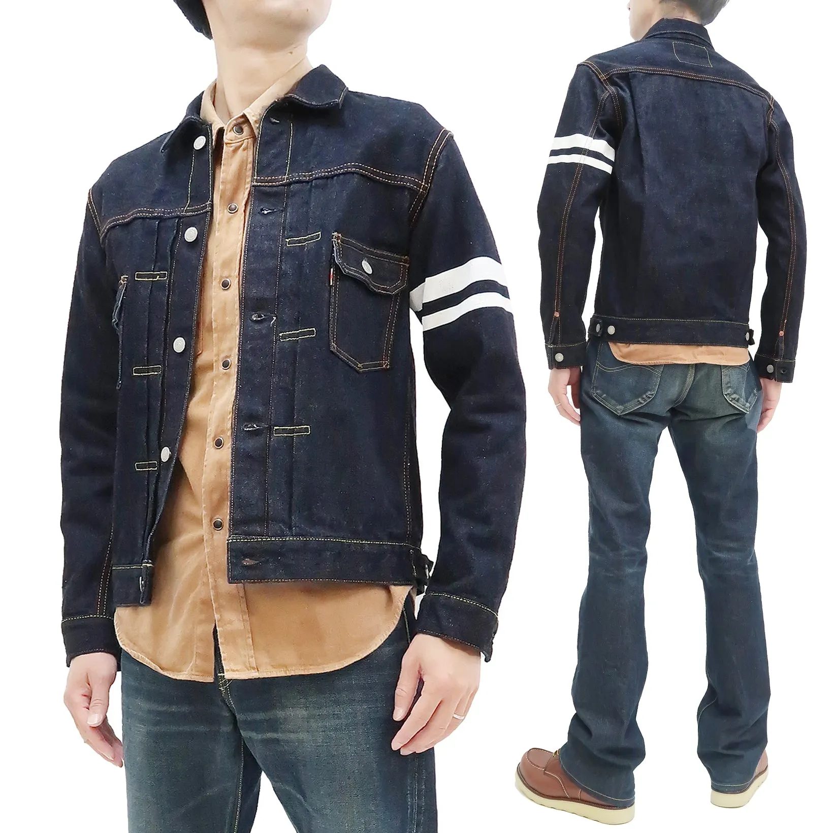 Momotaro Jeans Men's Japanese Denim Trucker Jacket Type 2 Style with GTB 2105SP