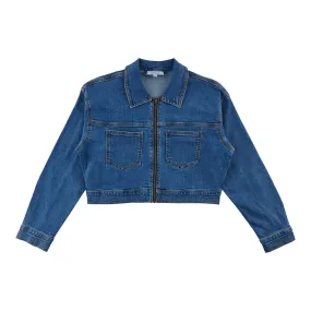 mySTYLE Women's Quest Zip Crop Denim Jacket