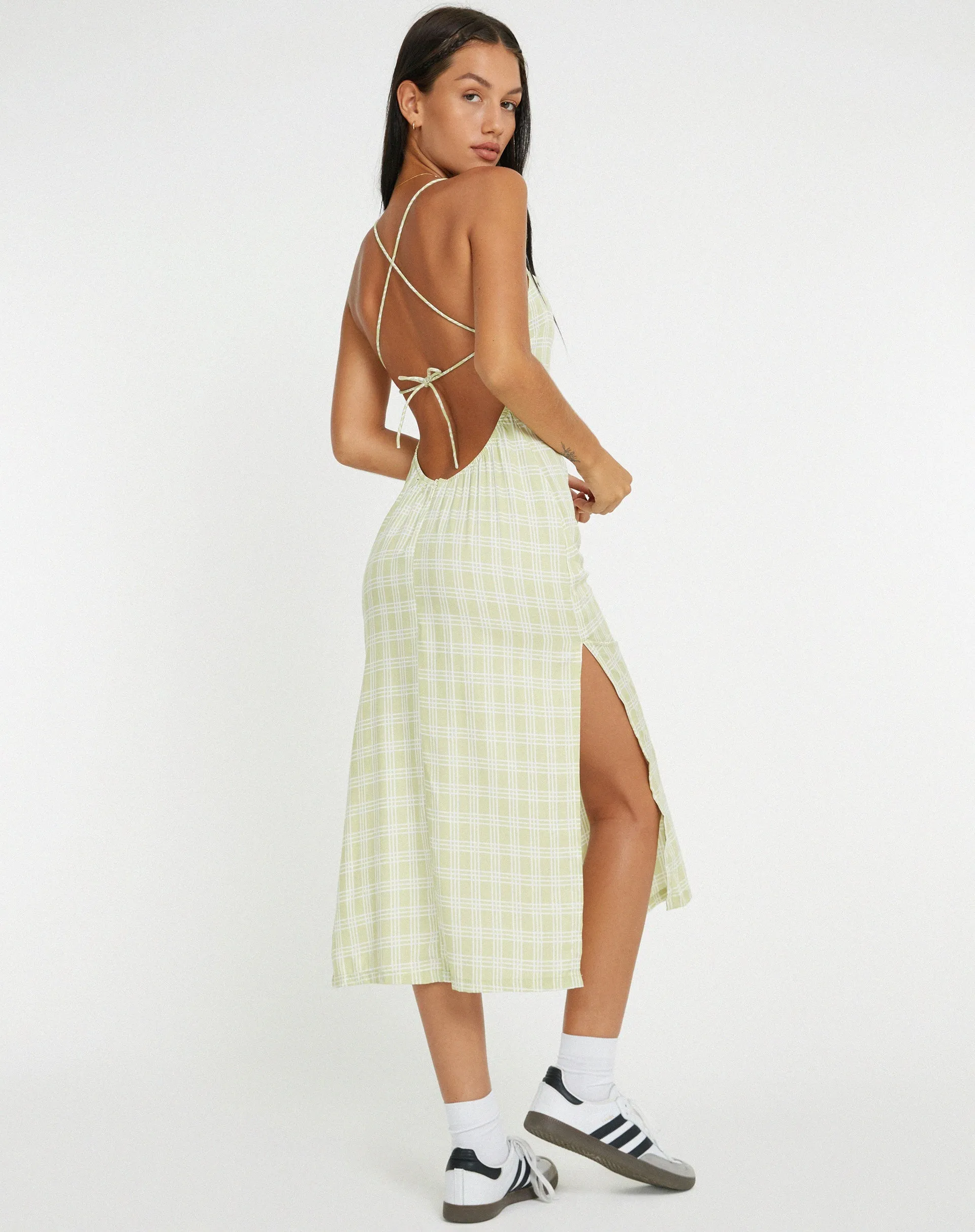 Nosita Midi Dress in Sage Check