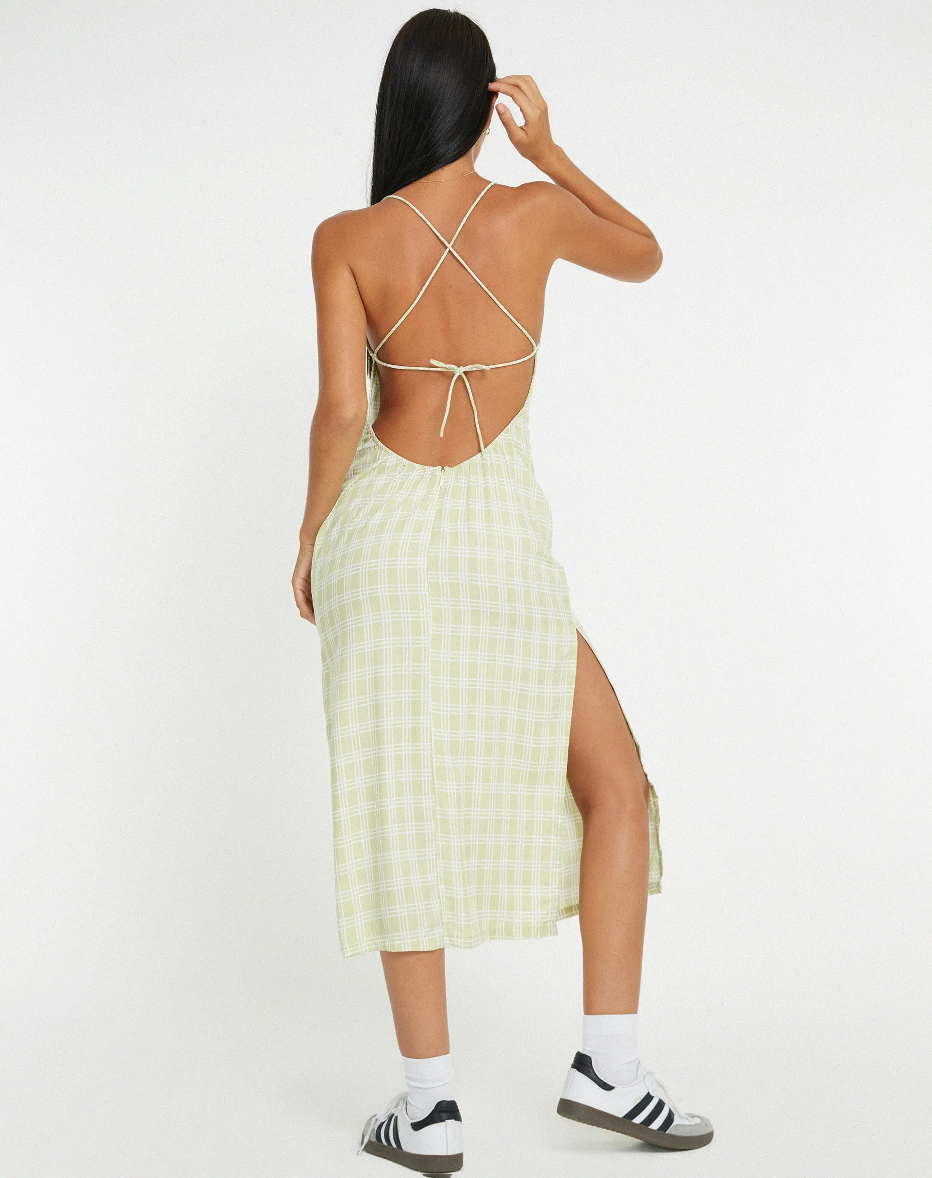 Nosita Midi Dress in Sage Check