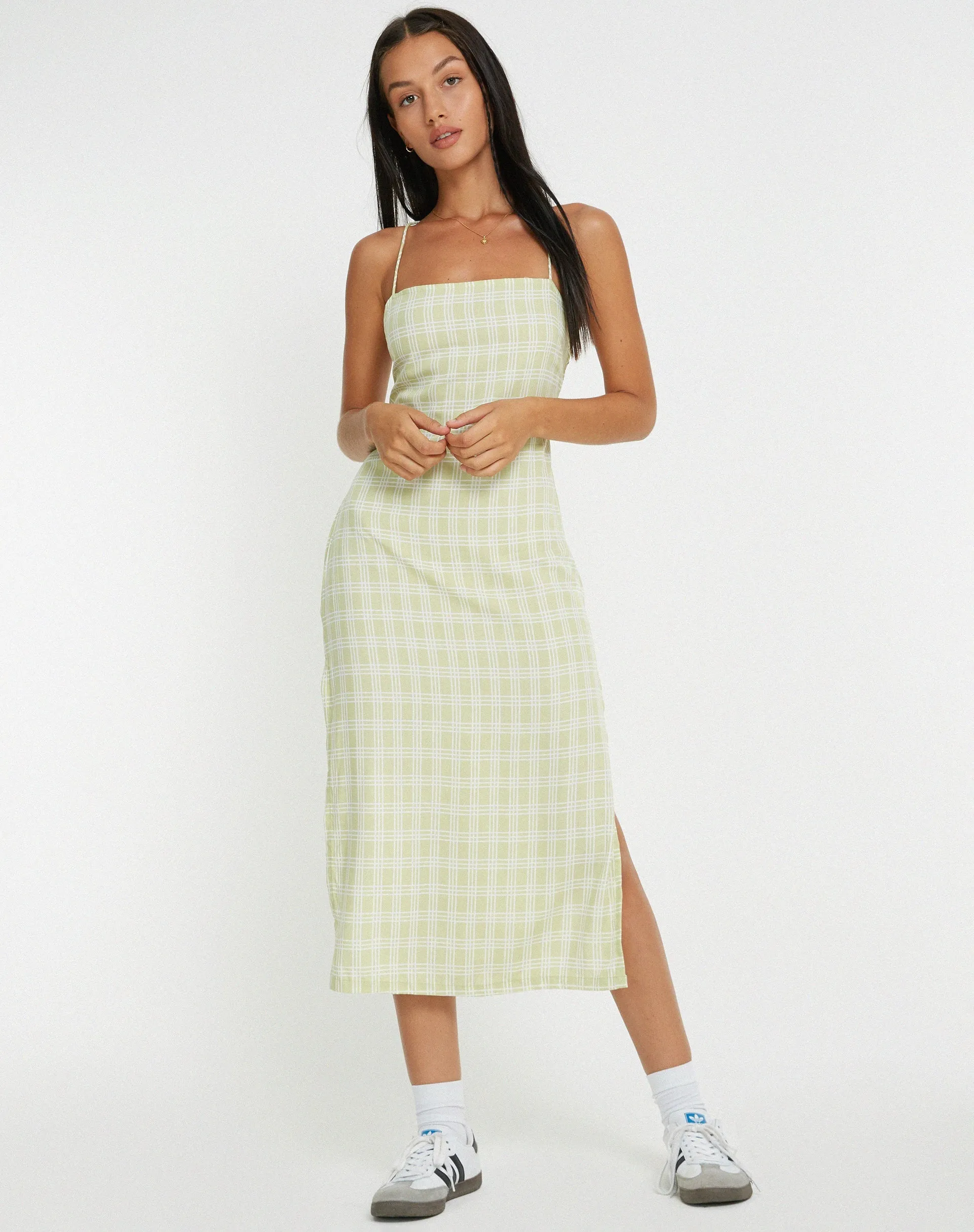 Nosita Midi Dress in Sage Check