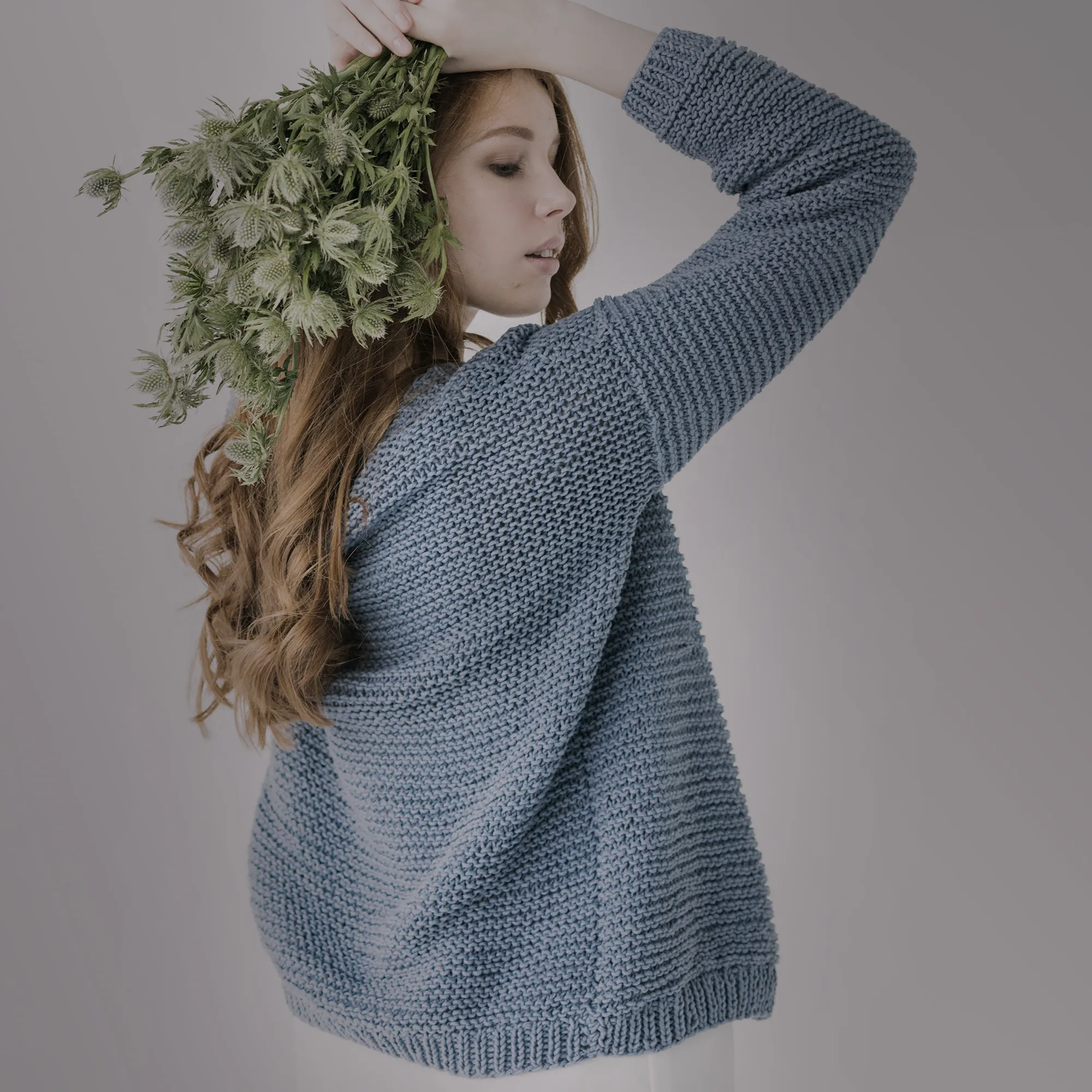 Oversize Slate Blue Knit Sweater