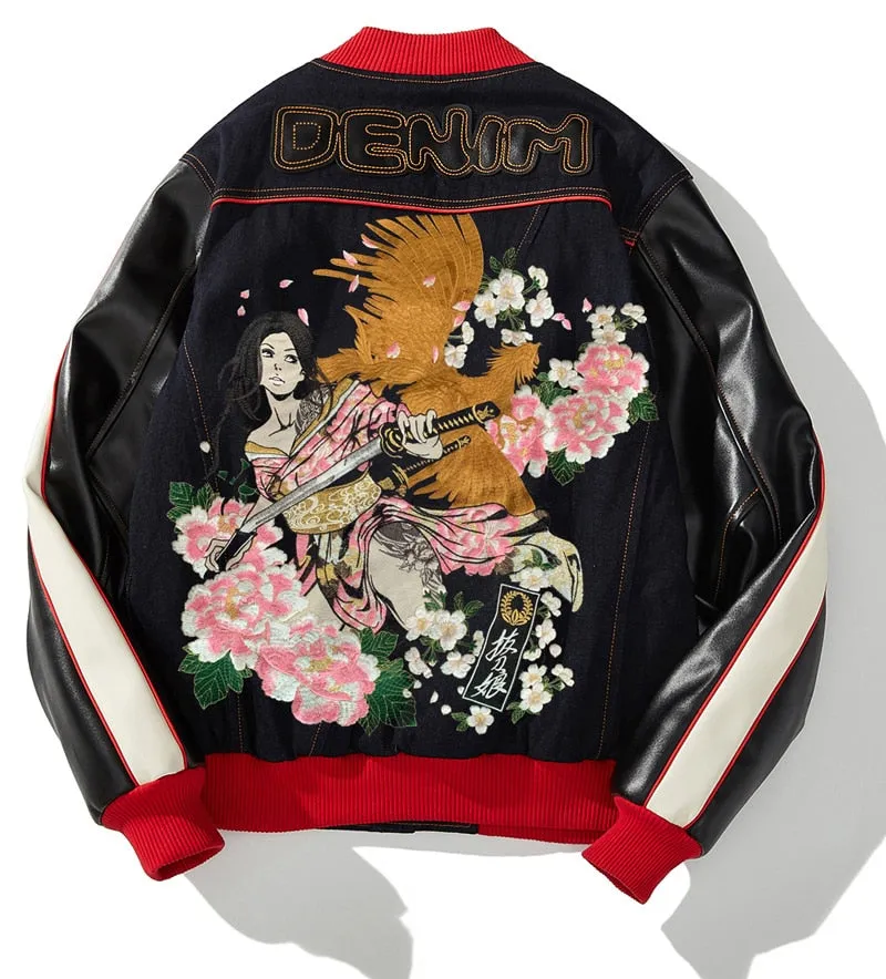 Premium "Denim" Sukajan baseball embroidery jacket