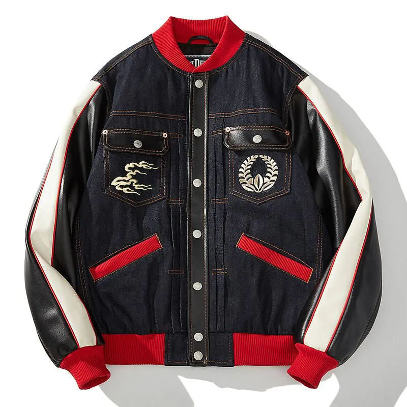 Premium "Denim" Sukajan baseball embroidery jacket